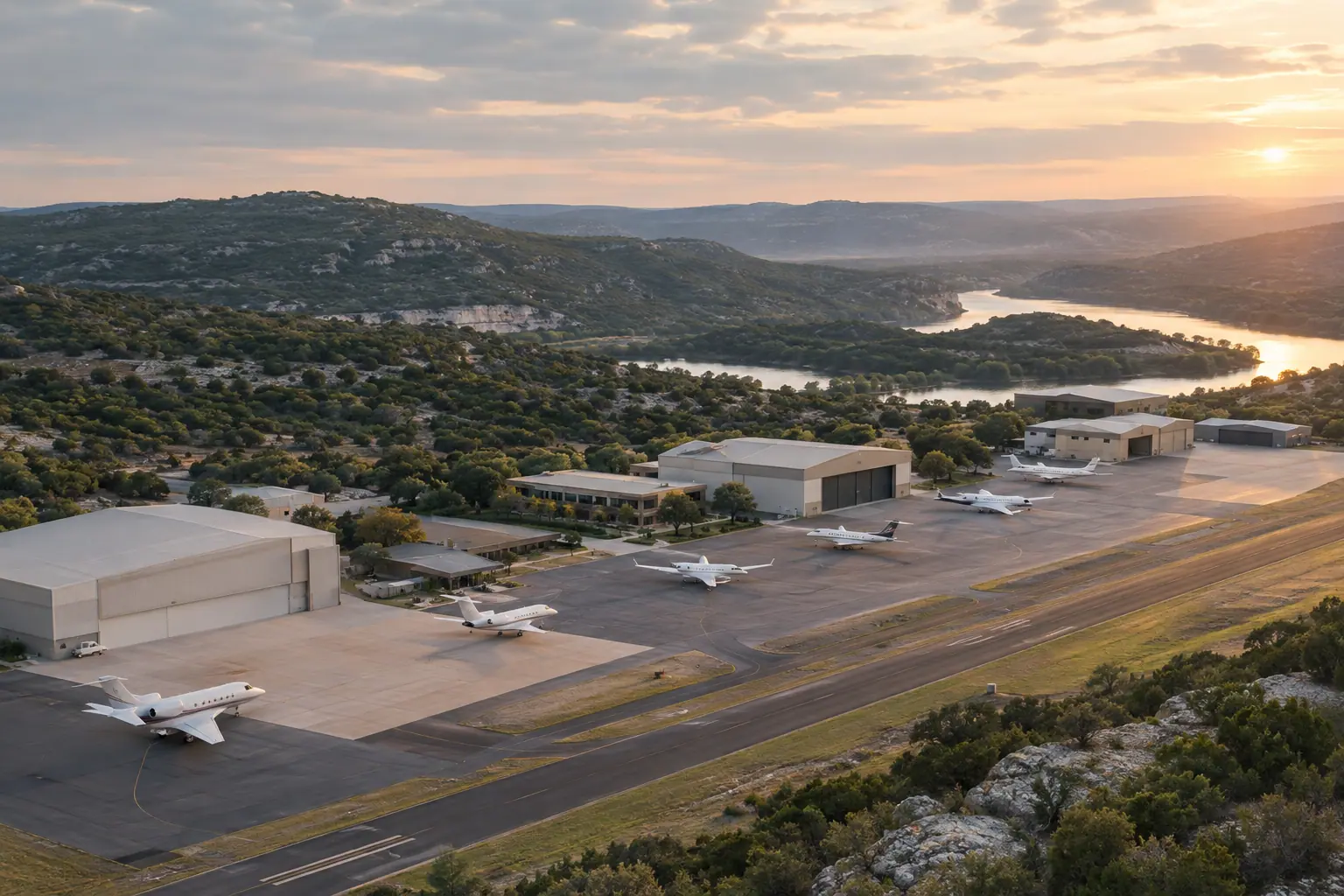 Business aviation ramp near Austin