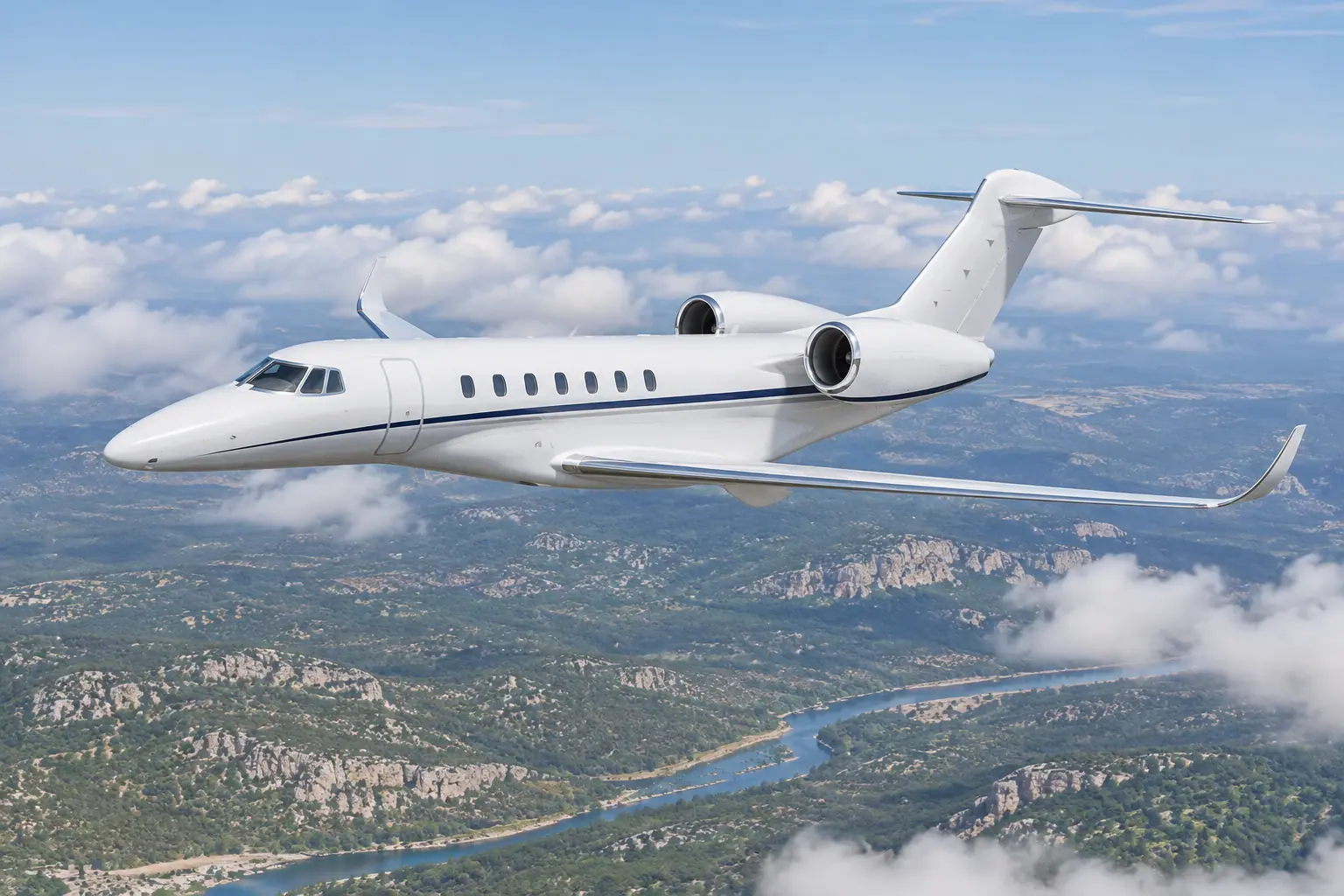 Super-midsize jet on the ramp