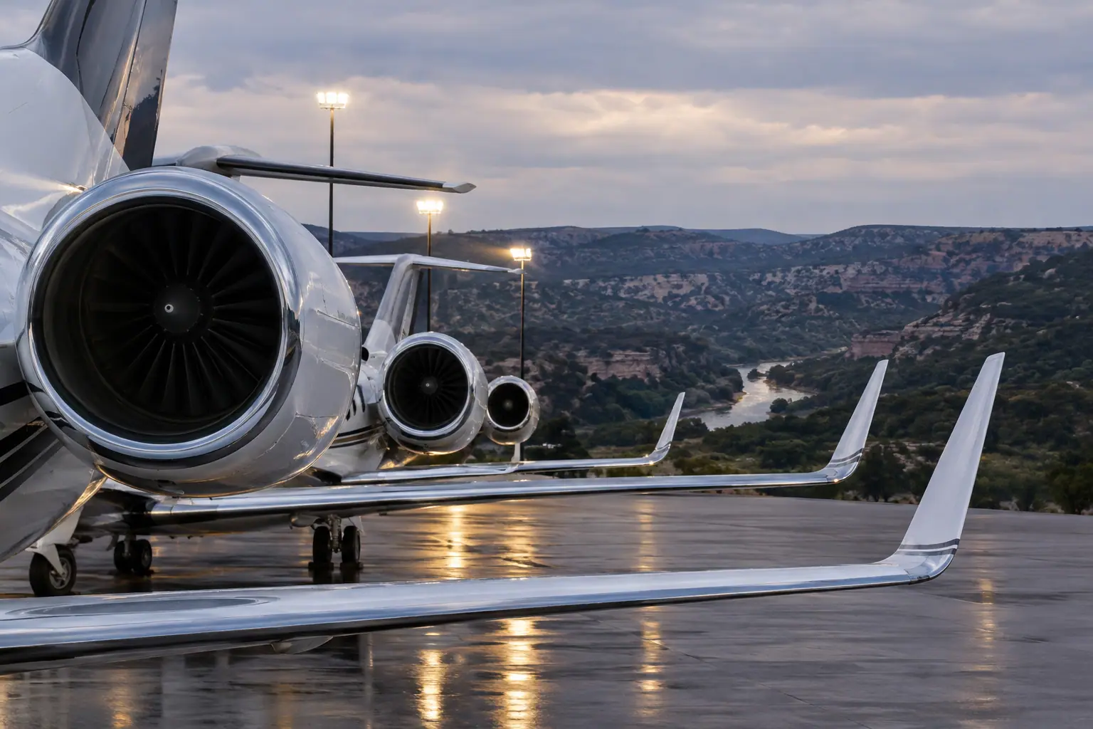 Business jets on the ramp