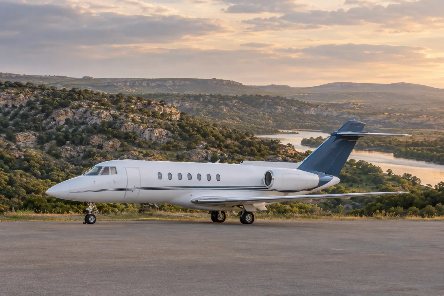 Midsize jet on the ramp
