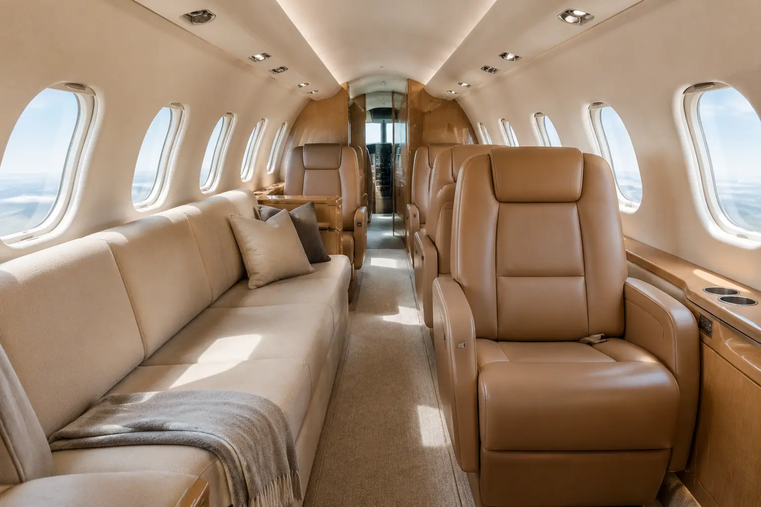 Light jet cabin interior