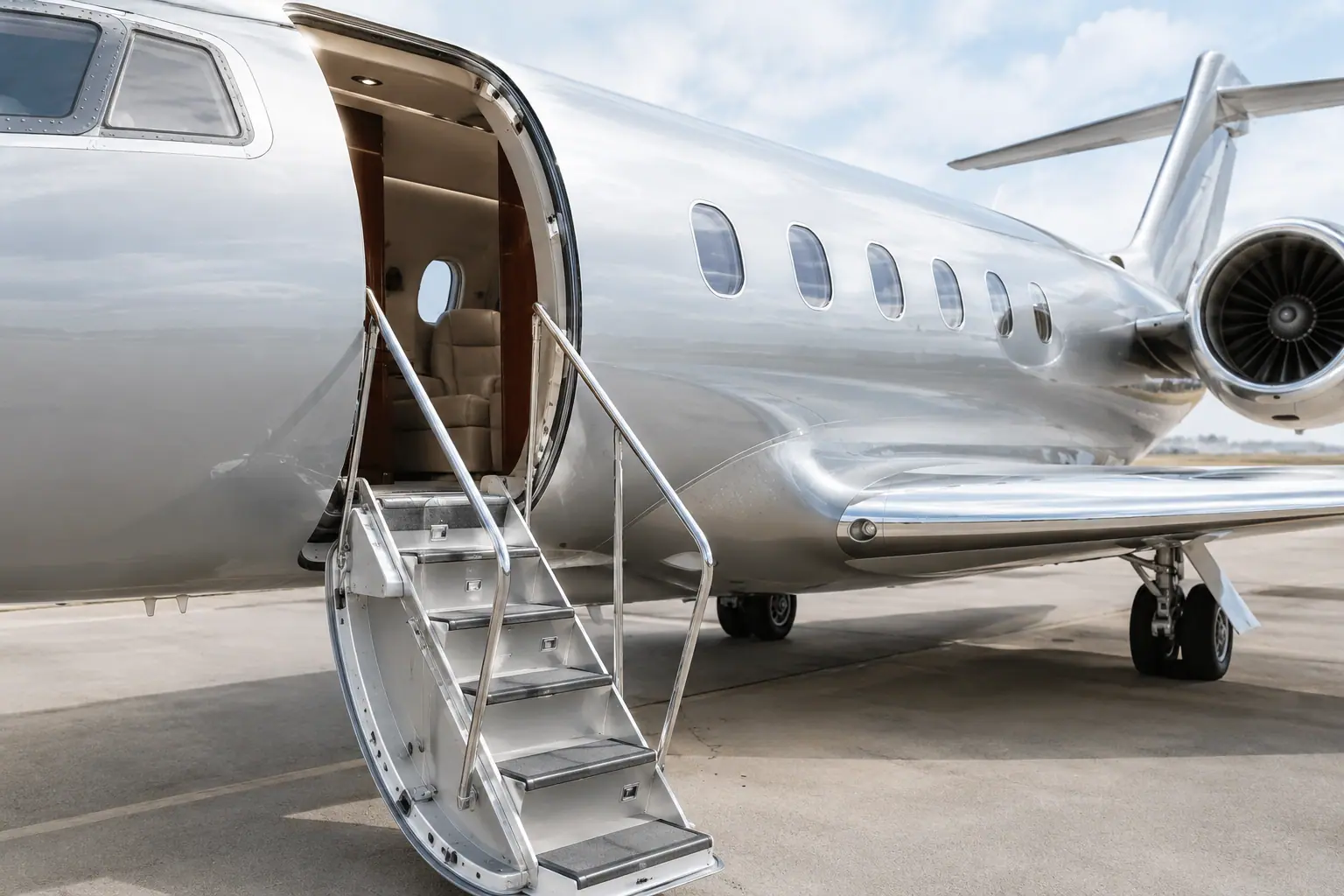 Open airstair of a private jet